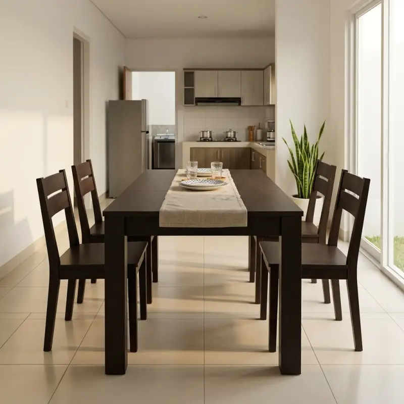 Meja Makan Kayu Solid Finishing Wenge [2]