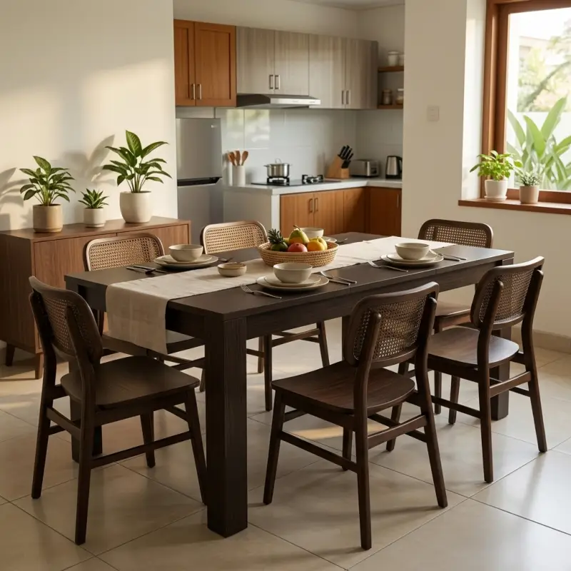 Meja Makan Kayu Solid Finishing Wenge [5]