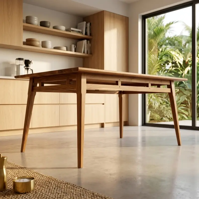 Meja Makan Kayu Solid Gaya Scandinavian Mid-Century [3]