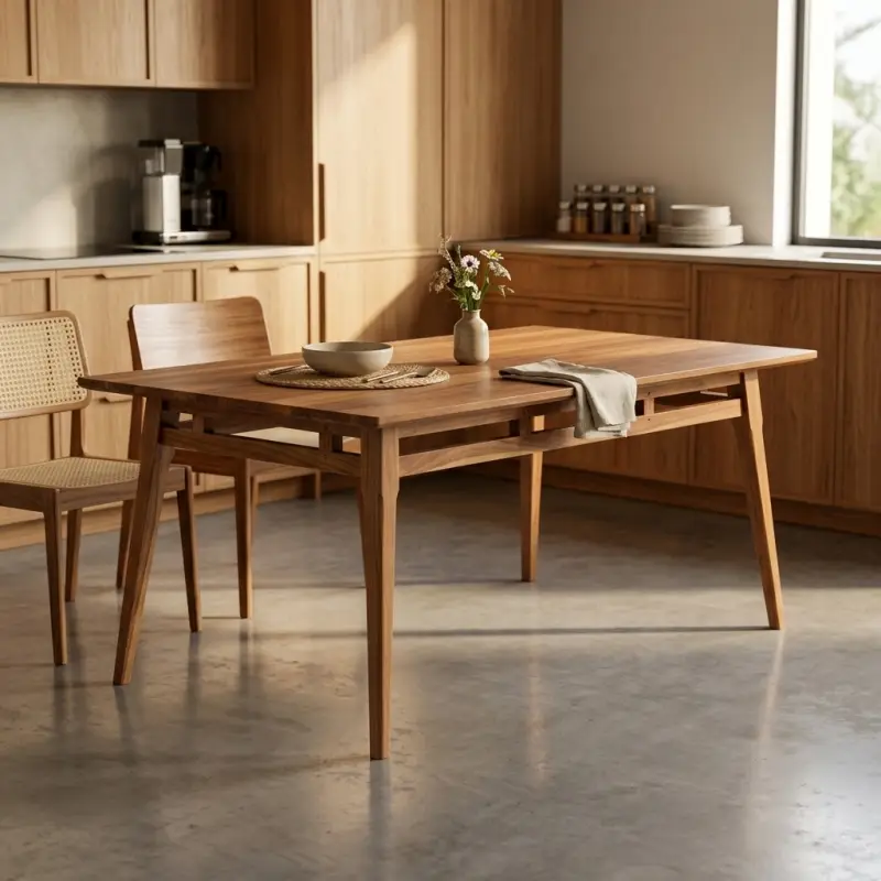 Meja Makan Kayu Solid Gaya Scandinavian Mid-Century [4]