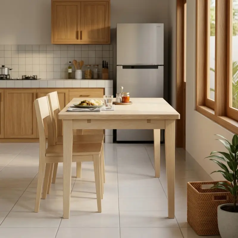 Meja Makan Kayu Solid Gaya Skandinavia [3]