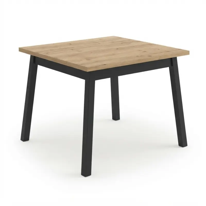 Meja Makan Kotak Top Kayu Kaki Besi Hitam [5]