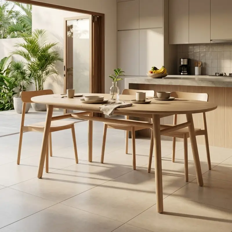 Meja Makan Oval Kayu Solid Scandinavian [4]