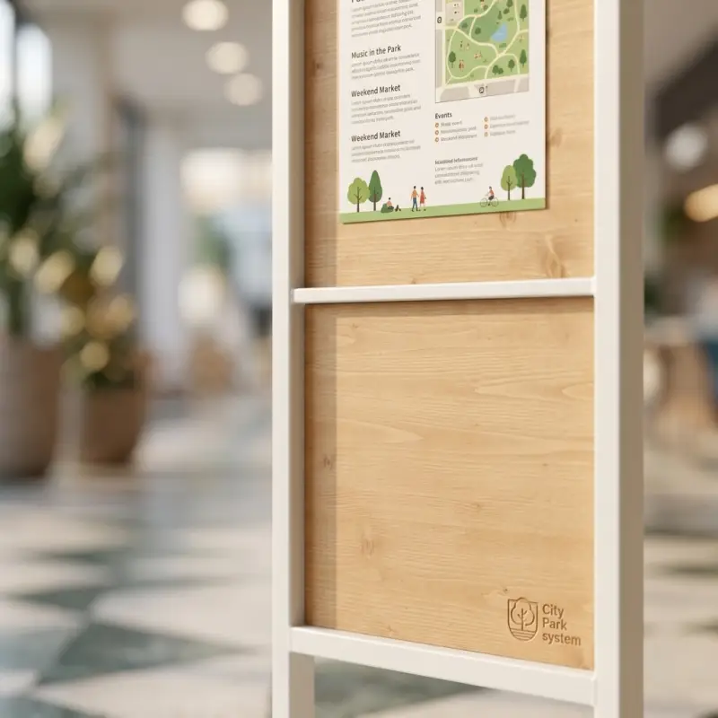 Papan Informasi Berdiri Rangka Metal Panel Kayu [3]