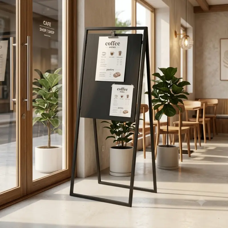 Papan Informasi Besi Standing A-Frame dengan Klip Poster [4]