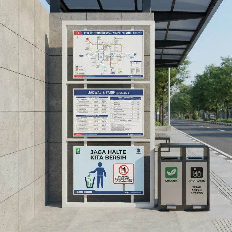 Papan Informasi Tiga Panel untuk Halte & Ruang Publik [5]