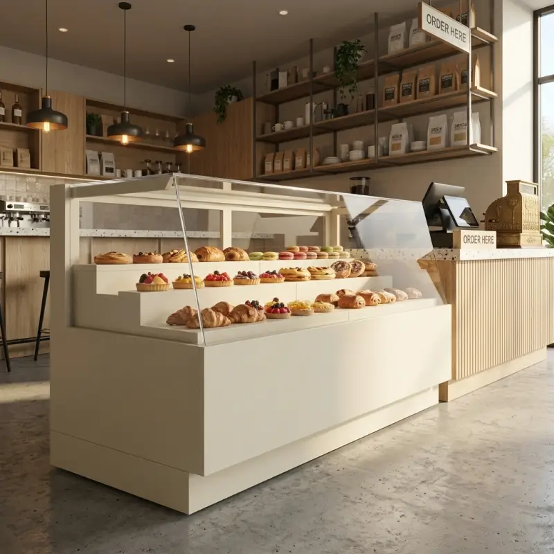Pastry Display Counter Bertingkat dengan Penutup Kaca [2]