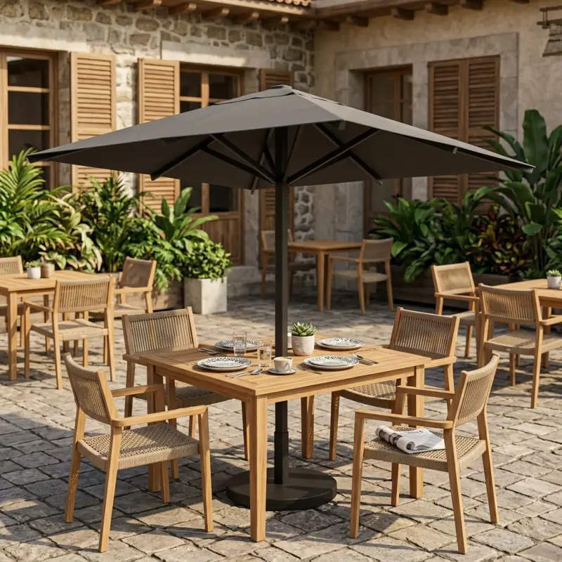 Payung Outdoor Cafe Tiang Tengah Antrasit [2]