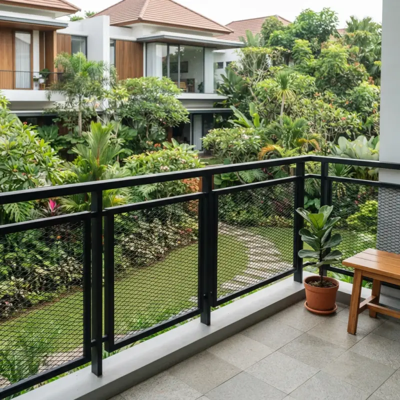 Railing Balkon Besi Hollow Expanded Metal Finishing Powder Coat [3]