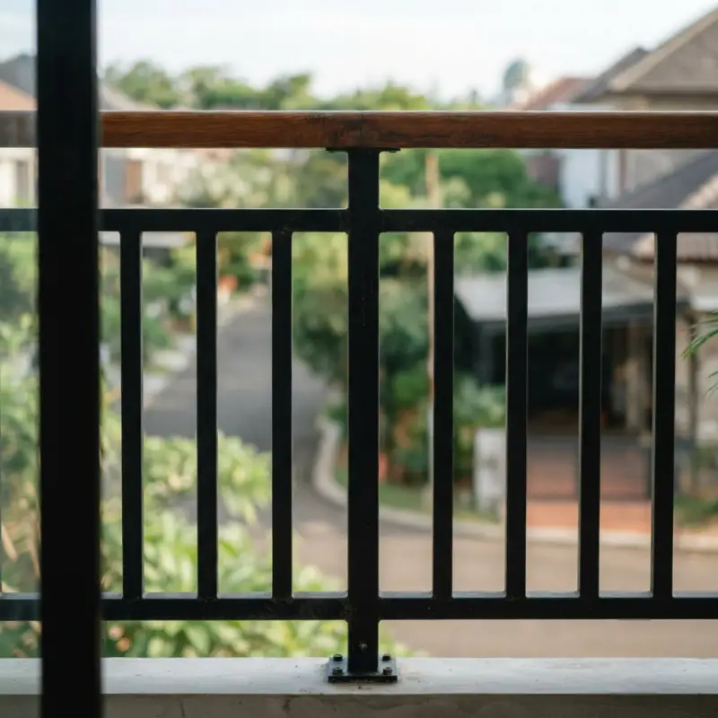 Railing Balkon Besi Hollow Handrail Kayu Solid [3]