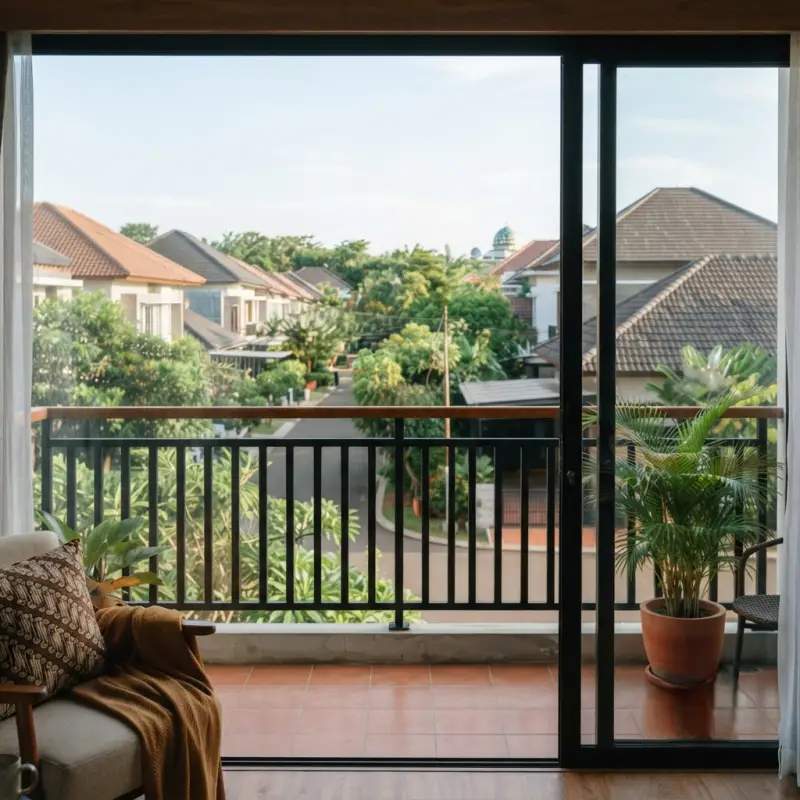 Railing Balkon Besi Hollow Handrail Kayu Solid [4]