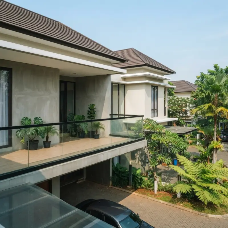 Railing Balkon Kaca Tempered Profil Besi Hitam [4]