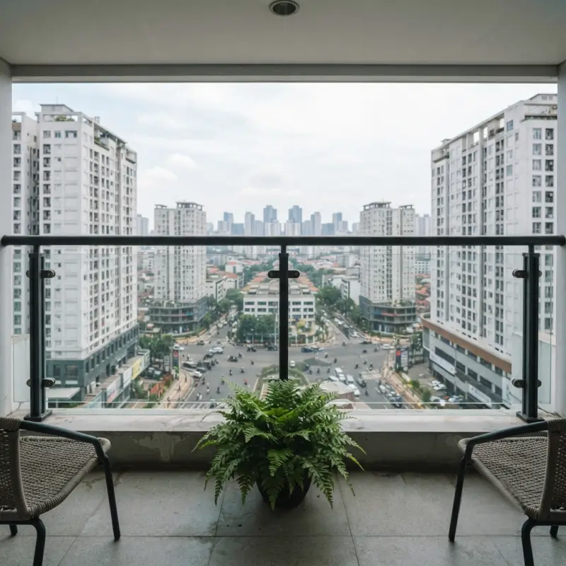Railing Balkon Kaca Tempered Rangka Besi Hollow [2]