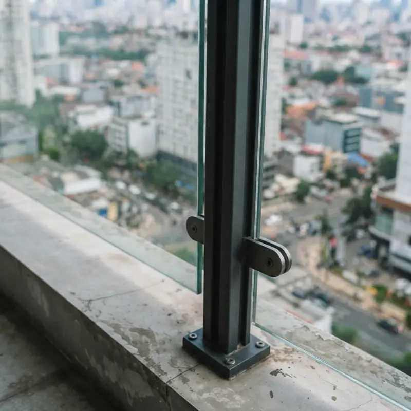 Railing Balkon Kaca Tempered Rangka Besi Hollow [3]