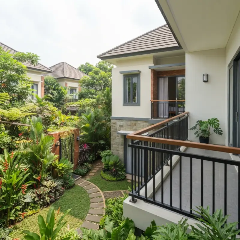Railing Balkon Kaca Tempered Rangka Besi Hollow Finishing Powder Coat [3]