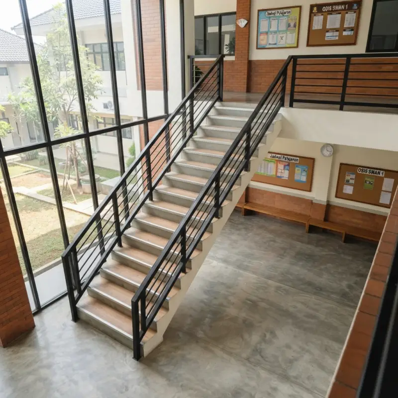 Railing Tangga Besi Hollow Finishing Powder Coat Hitam [2]