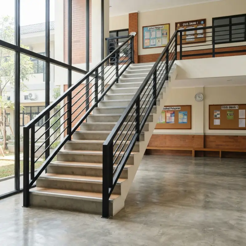 Railing Tangga Besi Hollow Finishing Powder Coat Hitam [4]
