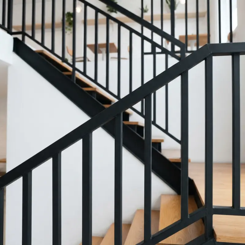Railing Tangga Besi Minimalis dengan Anak Tangga Kayu [4]
