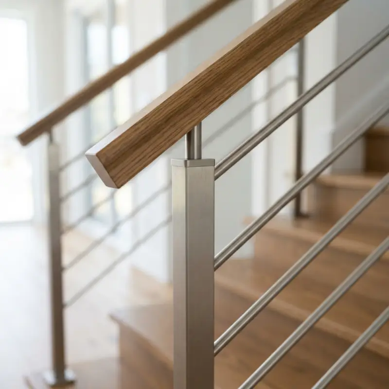 Railing Tangga Horizontal Bar Stainless Steel Handrail Kayu [3]