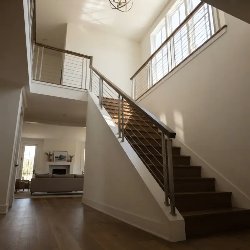 Railing Tangga Wire Rope Stainless dengan Handrail Kayu Solid [2]