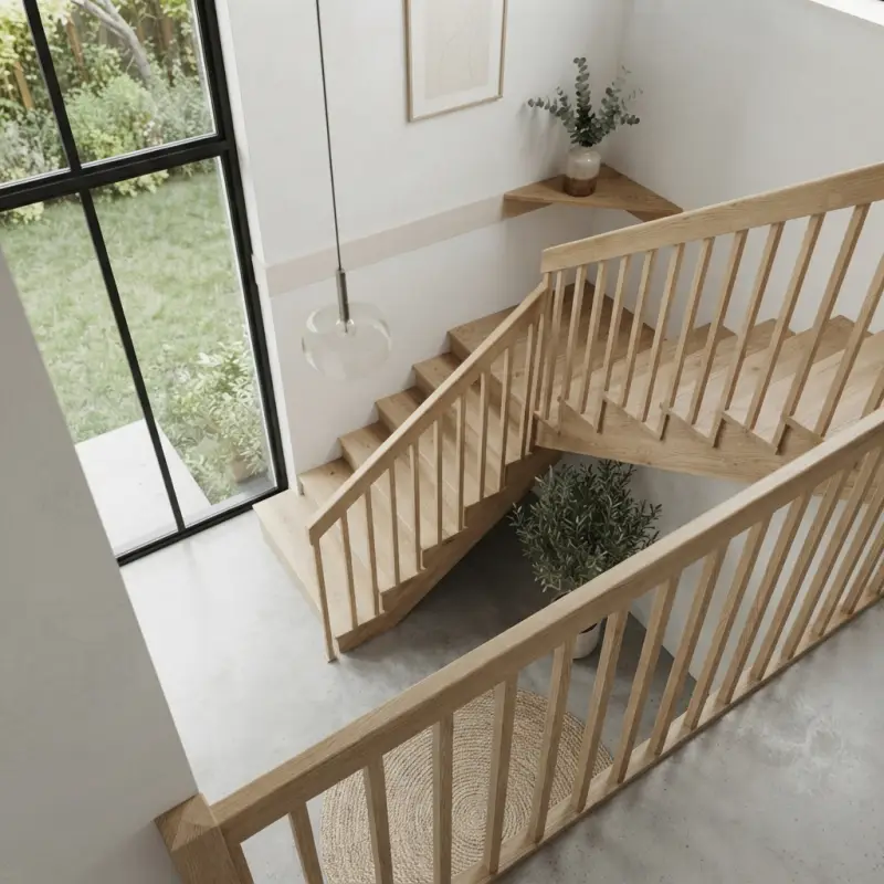 Railing Tangga Wire Rope Stainless dengan Handrail Kayu Solid [3]