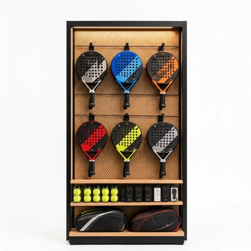 Rak Display Raket Padel Rangka Besi Backpanel Anyaman [5]