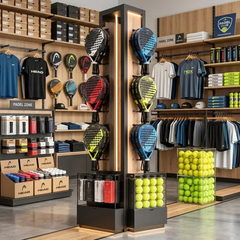 Rak Display Raket Padel Tower dengan Laci Kaca [2]
