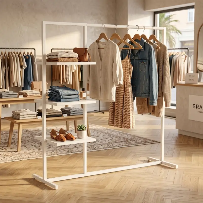 Rak Gantung Pakaian dengan Rak Shelving Minimalis [3]