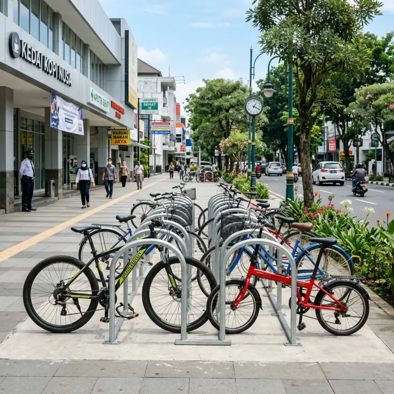 Rak Parkir Sepeda Besi Galvanis Deret Ganda [3]