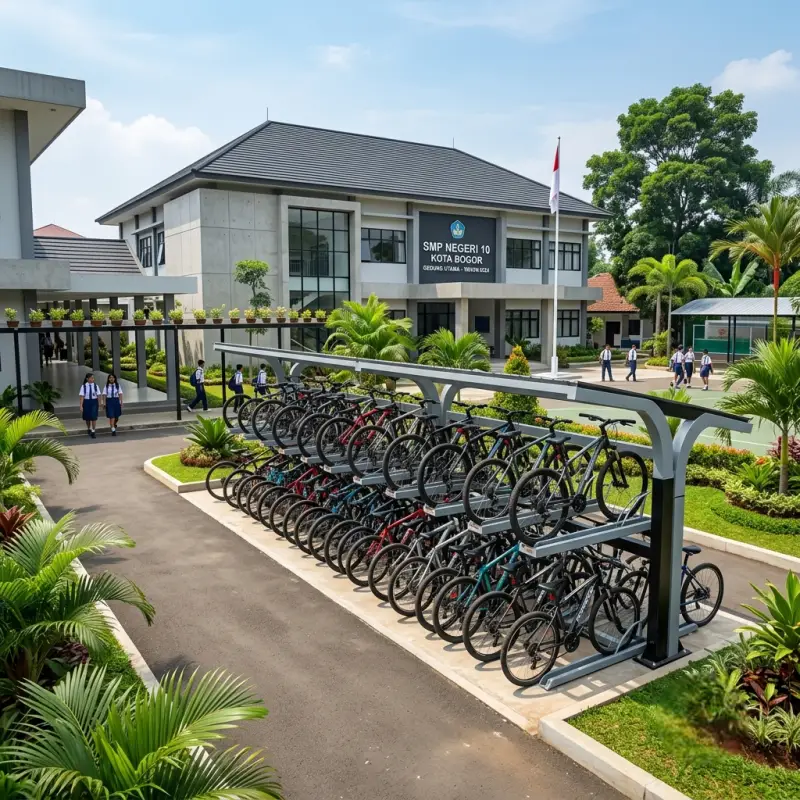 Rak Parkir Sepeda Dua Tingkat dengan Kanopi [3]