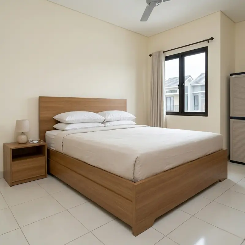 Ranjang Minimalis Panel Kayu Solid [2]