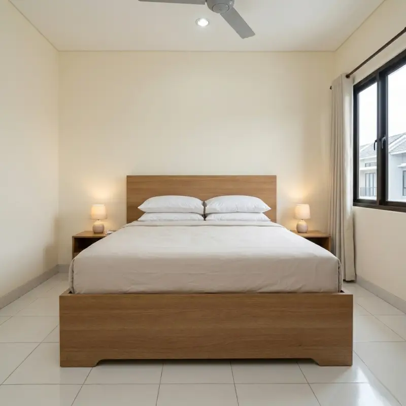 Ranjang Minimalis Panel Kayu Solid [5]