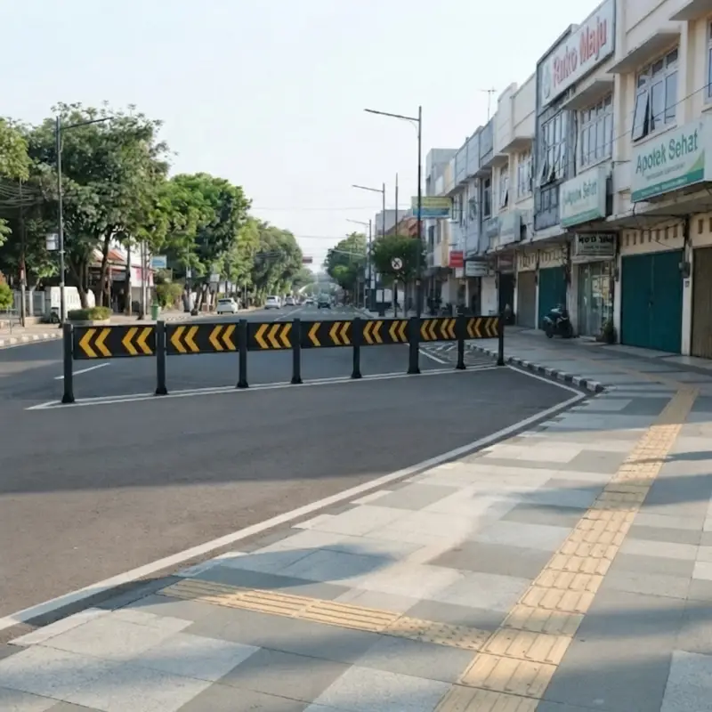 Road Barrier Besi Chevron Hitam Kuning [4]