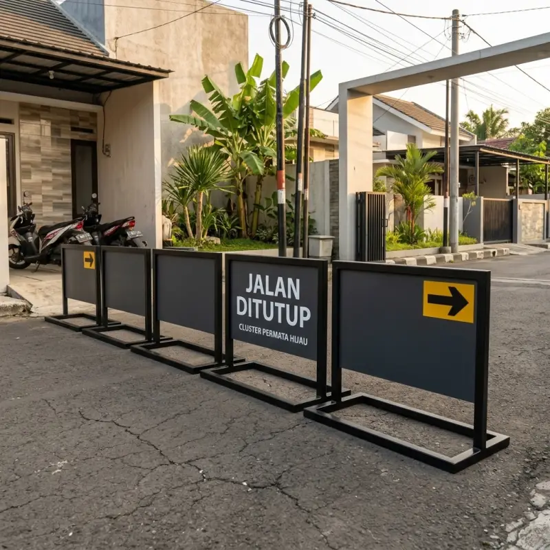 Road Barrier Besi dengan Panel Informasi [2]