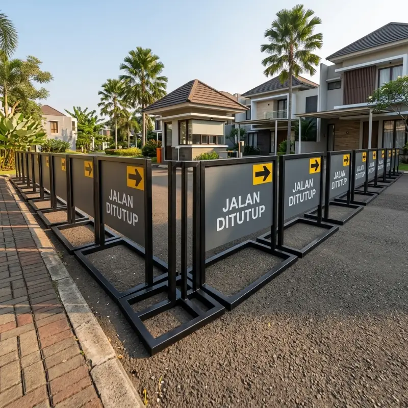 Road Barrier Besi dengan Panel Informasi [4]