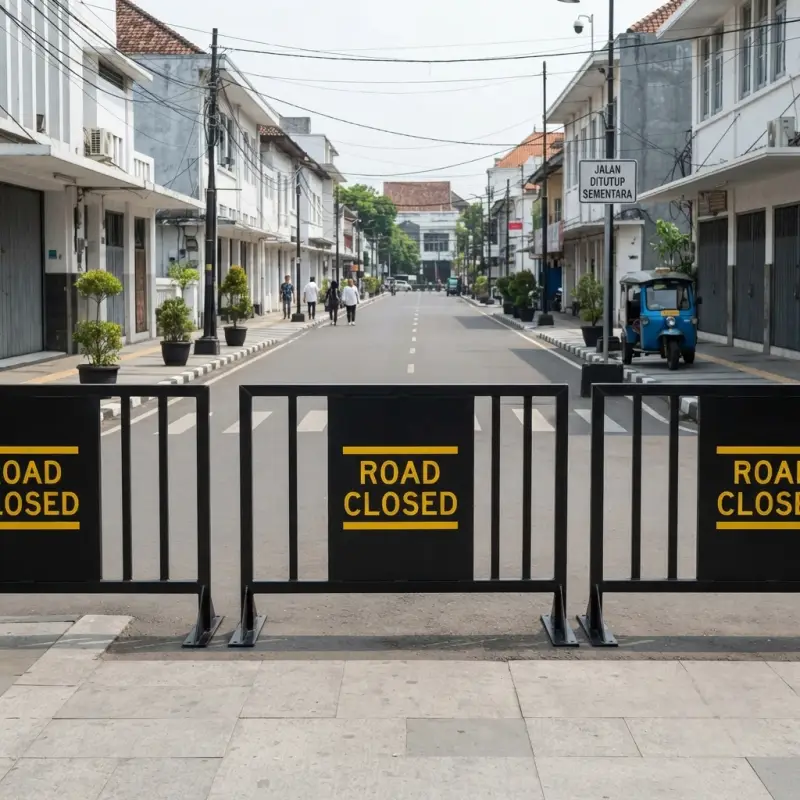 Road Barrier Besi Fabrikasi dengan Panel Tanda [2]