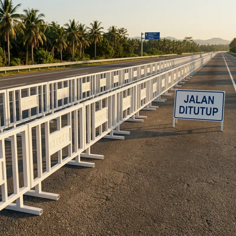 Road Barrier Besi Hollow dengan Panel Closed Sign [4]