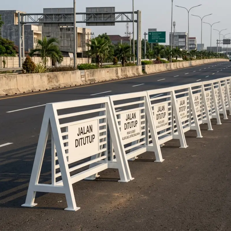 Road Barrier Besi Rangka A-Frame dengan Panel Informasi [2]
