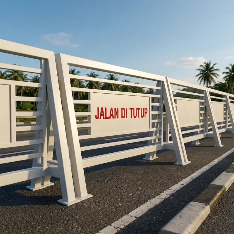 Road Barrier Besi Rangka A-Frame dengan Panel Informasi [4]