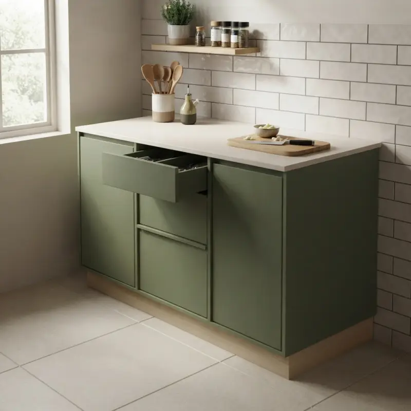 Set Kabinet Dapur Minimalis Dua Lapis Finishing Matte Sage Green [5]