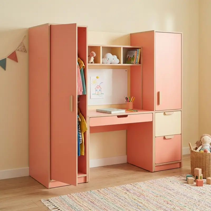 Set Lemari Pakaian Anak dengan Meja Belajar Terintegrasi [4]