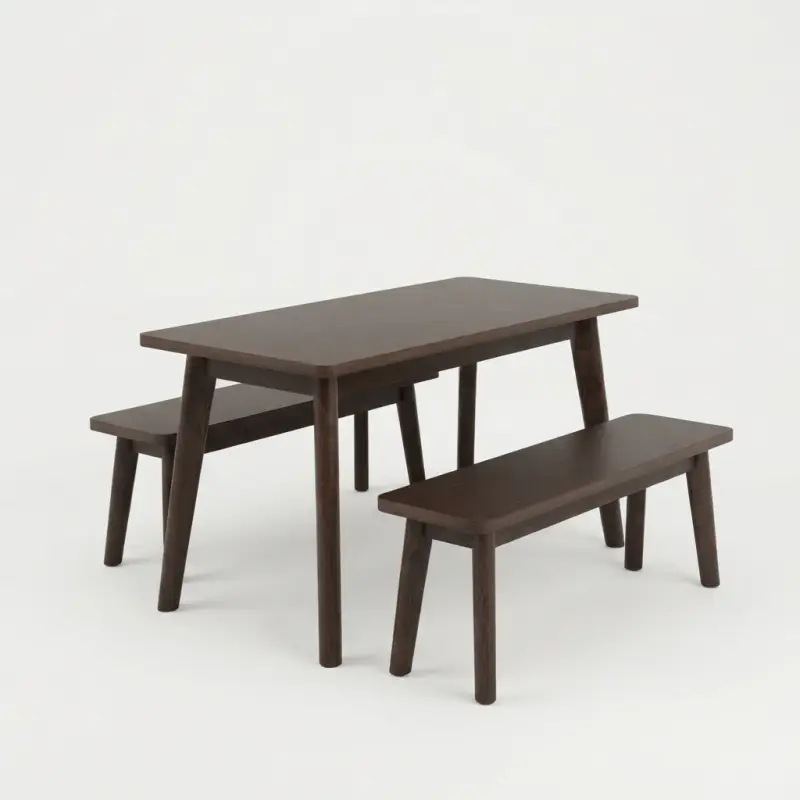 Set Meja Bangku Cafe Kayu Scandinavian Dark Walnut [5]