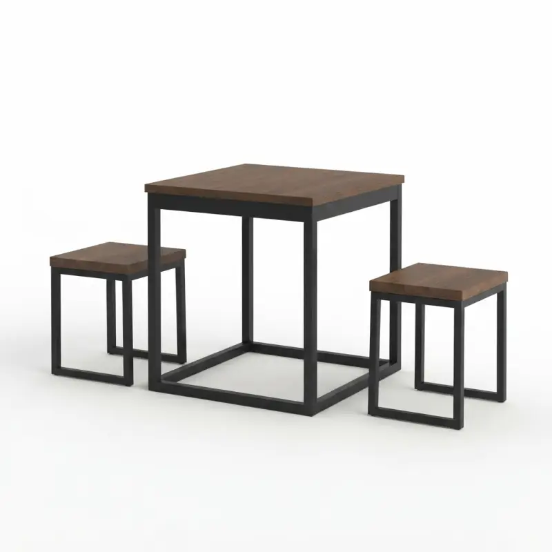 Set Meja Cafe Industrial Rangka Besi Top Kayu [5]