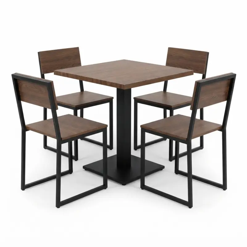 Set Meja Kursi Cafe Industrial Kayu Besi 1 Meja 4 Kursi [5]