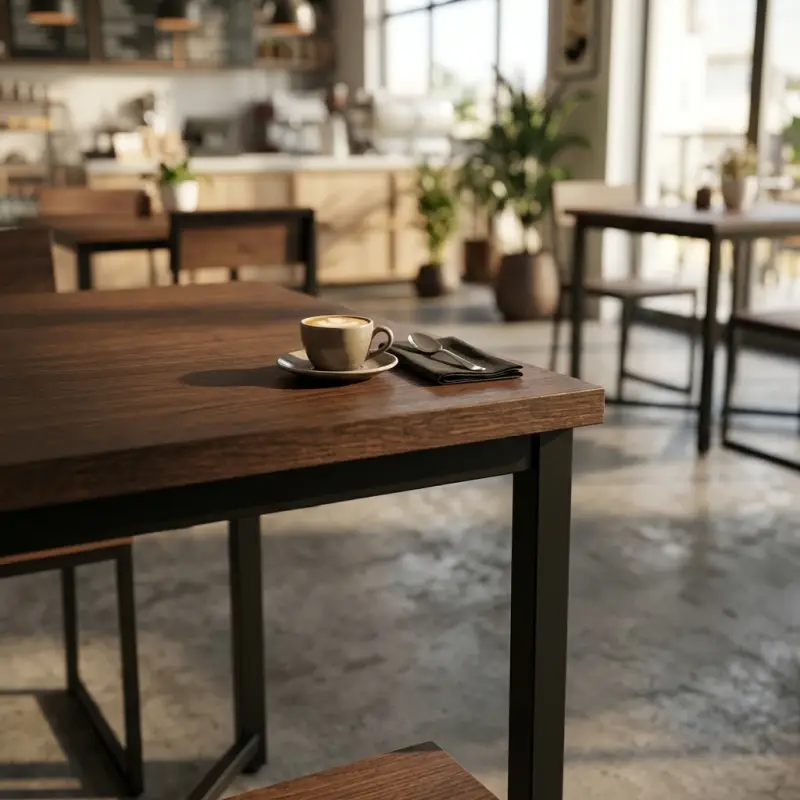 Set Meja Kursi Cafe Industrial Rangka Besi Top Kayu [2]