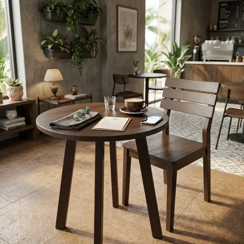 Set Meja Kursi Cafe Industrial Rangka Besi Top Kayu [4]