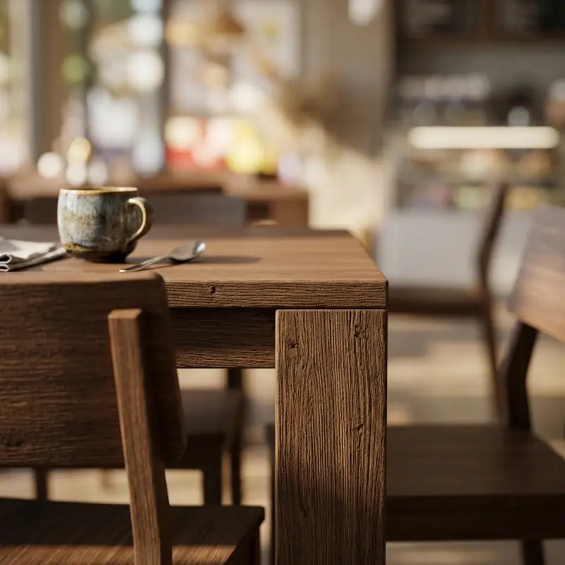 Set Meja Kursi Cafe Kayu Solid Finishing Walnut [2]