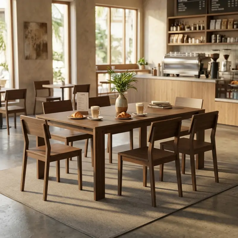 Set Meja Kursi Cafe Kayu Solid Finishing Walnut [4]