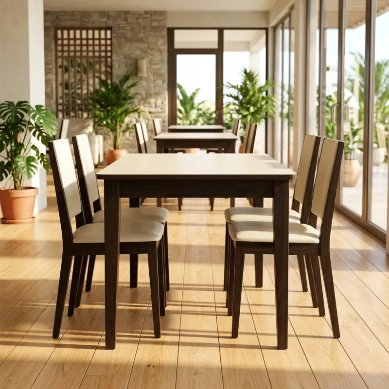 Set Meja Makan Cafe 4 Kursi Rangka Kayu Solid [3]