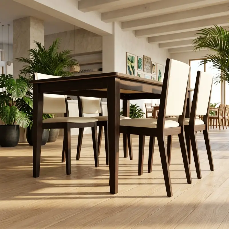 Set Meja Makan Cafe 4 Kursi Rangka Kayu Solid [4]